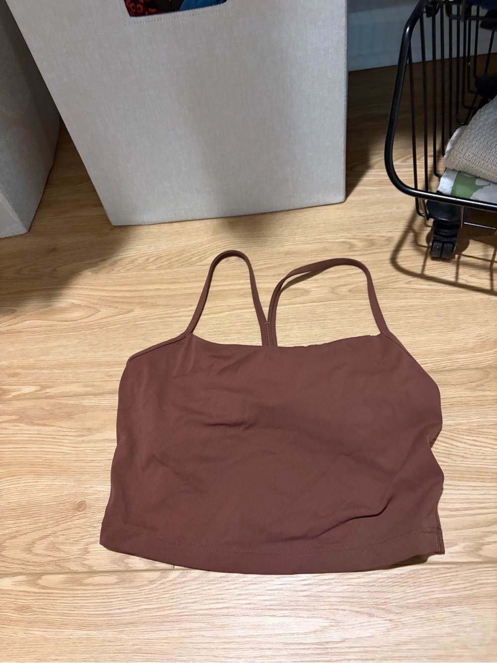 Brown Women's Cropped Tank Top with Thin Straps